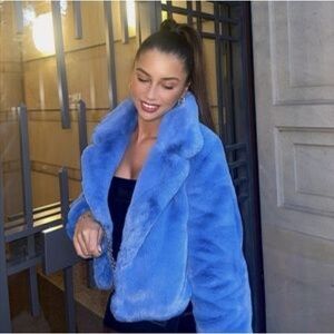 Zara Women's Cozy Sky Blue Teddy Jacket